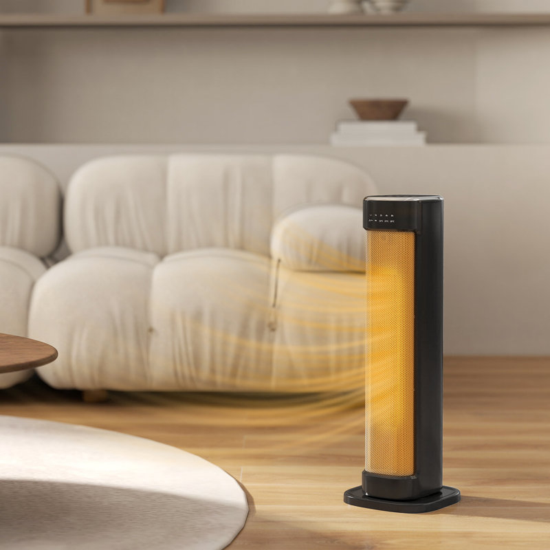 HOMCOM 1200W 5118 BTU Electric Tower Space Heater with Adjustable Thermostat, Black