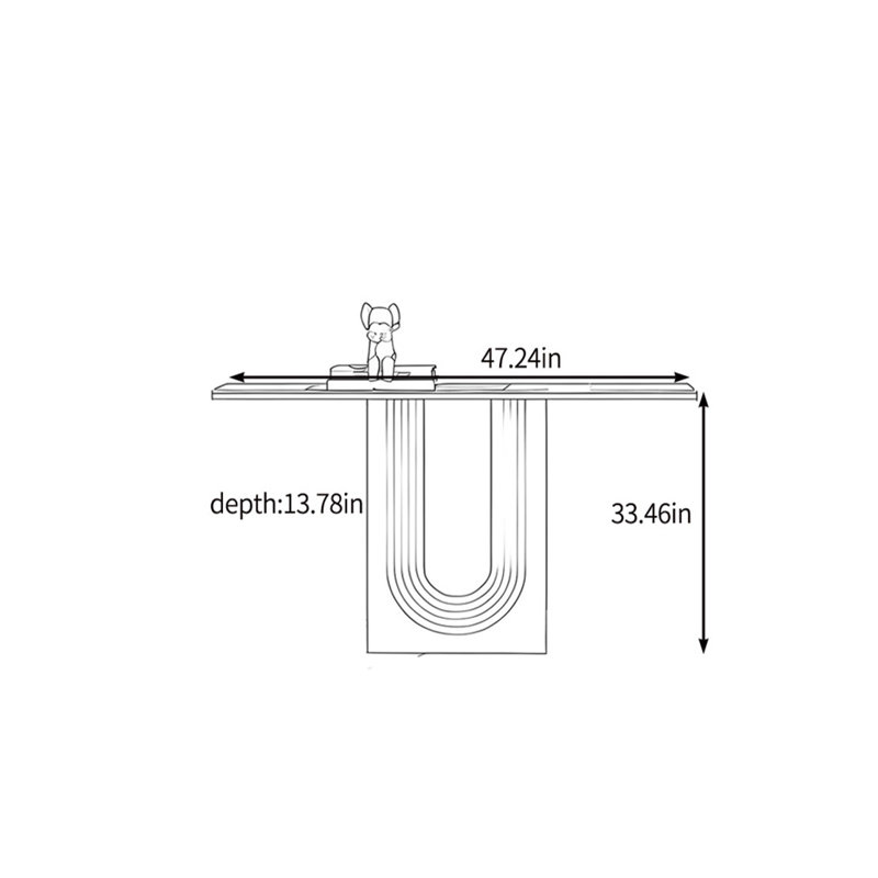 Minimalist Console Table, Champagne Gold, 33.46" H x 47.24" W x 13.78" D