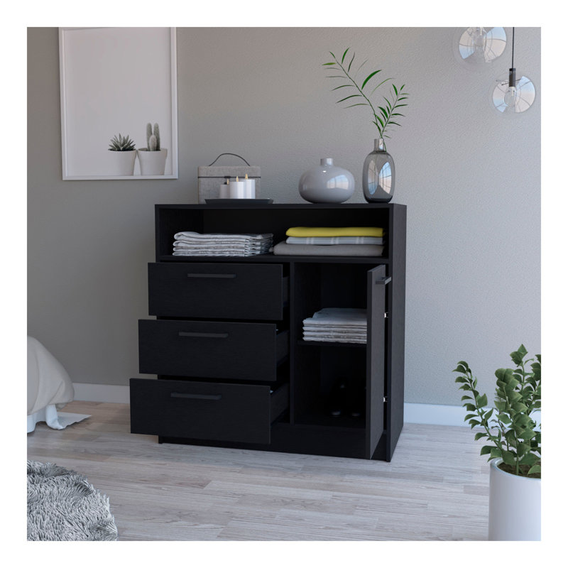 Commode 3 tiroirs noire