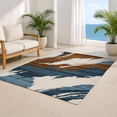Tapis intérieur et extérieur beige Watercolor