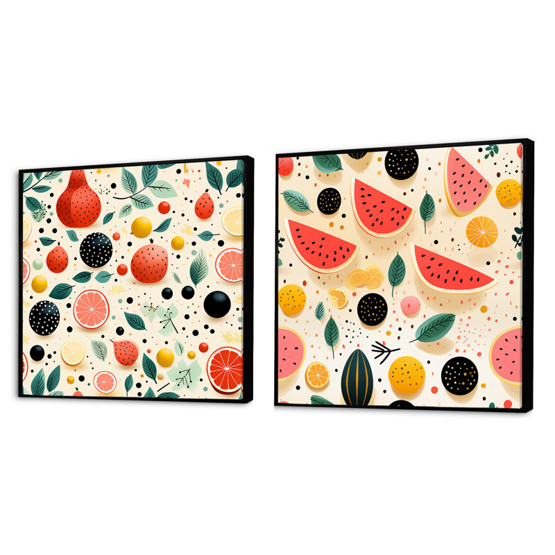 Rockland - Ensemble de 2 collages abstraits carrés, Cadre flottant noir, H 30 po x l 61 po