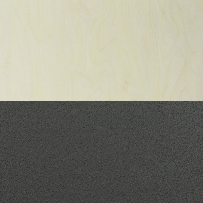 Plateau de table Kee, 4 chaises empilables Zeng, Gris, Érable / noir, H 29 po x l 42 po x P 42 po