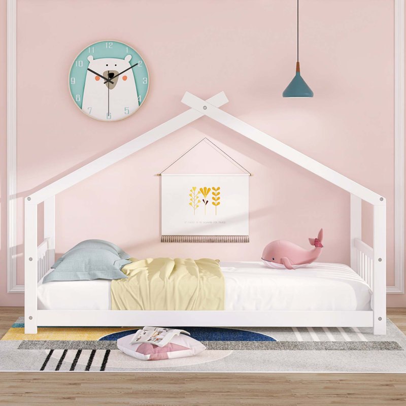 Lit en forme de maison, Blanc, Simple