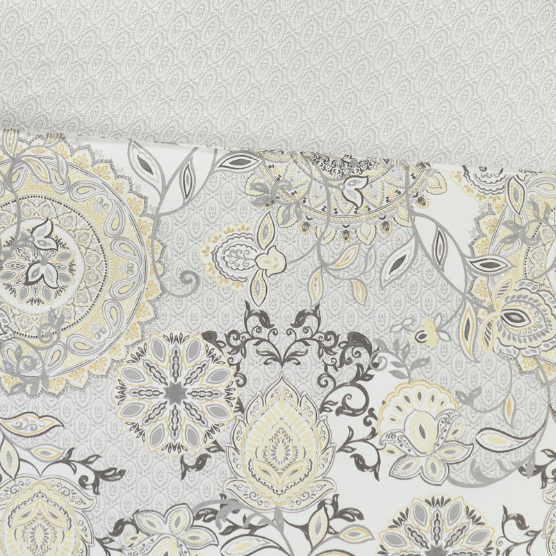 8 Piece Cotton Comforter Yellow Queen - Embroidered Pillows, Filling Reversible With Soft Watercolor Hues,, Yellow