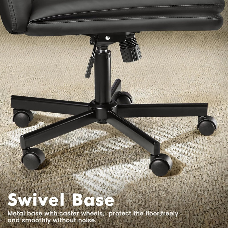 Ebern Designs Armless Office Desk Chair with Wheels,Cross Legged,Middle back Chairs for Home Office, Gray