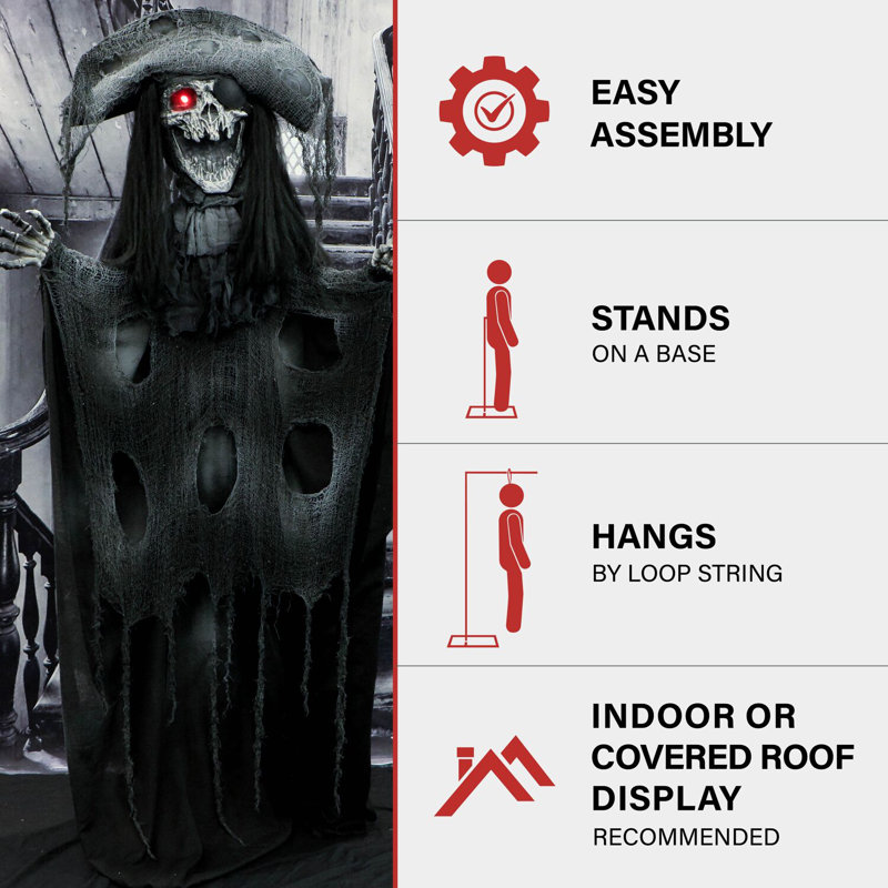 Haunted Hill Farm Shaking Skeleton Pirate with LED Eyes