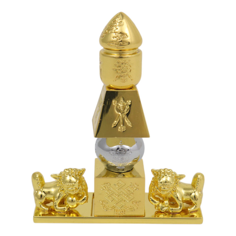 5 Element Pagoda with a Pair of Foo Dogs (Mini)