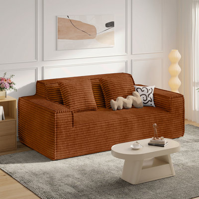 Canapé 75 po moderne, sans assemblage requis, avec sièges profonds pour 1 pièce, pour salon, chambre à coucher, appartement (brun)