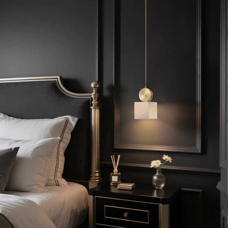 Luminaire suspendu albâtre laiton luxueux