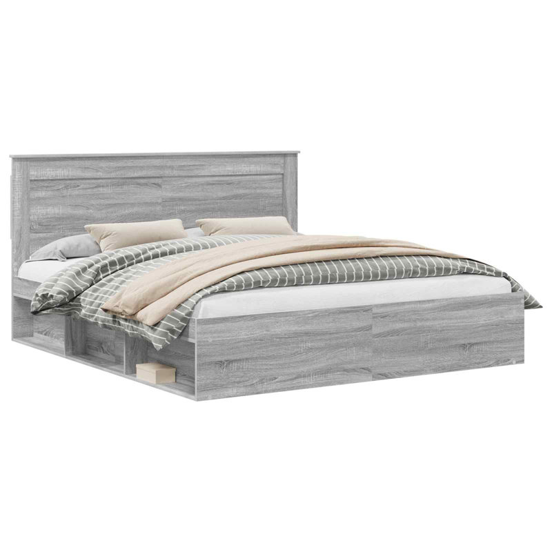 Solid Wood Bed, Grey Sonoma, Super King (6')
