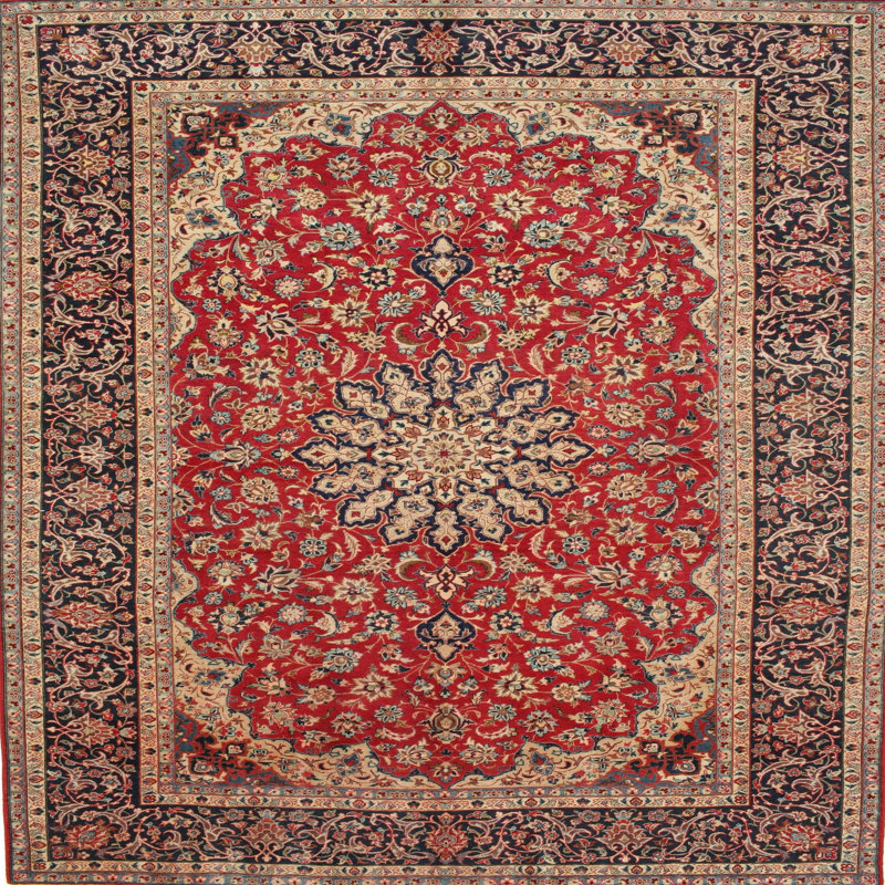 Tapis décoratif rouge/brun à motif oriental safiyyah, Carré 4 pi