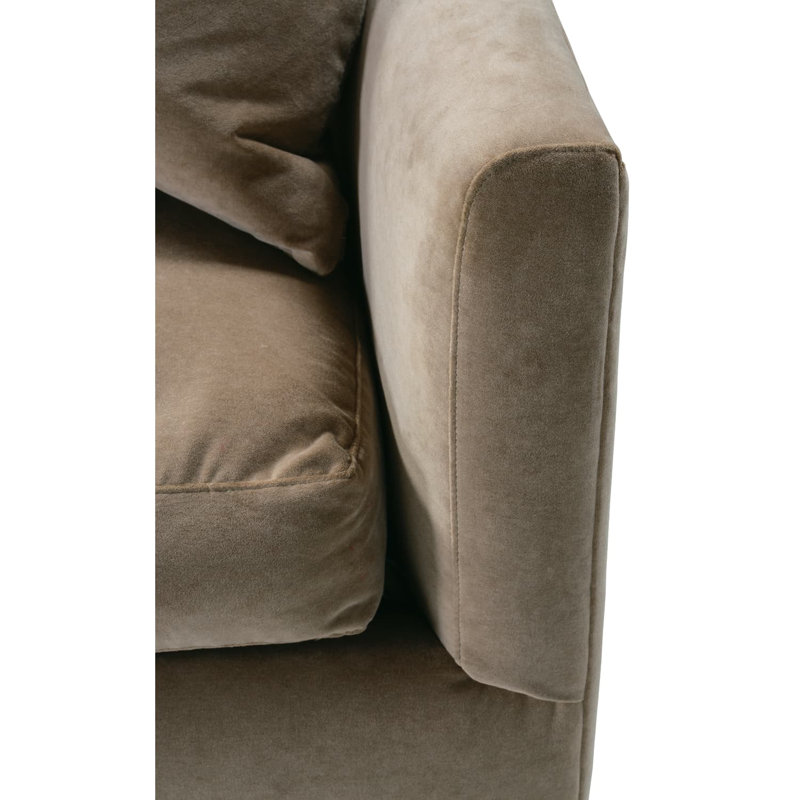 Lilah Bench Cushion Sofa, Straw Velvet (20043-28)