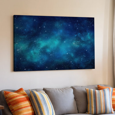 Canvas A Vast Cosmic Scene Depicting A Deep Space Background Filled Wall Art With Countless Stars Scattered Across A Rich Dark Blue Canvas Wall Art
