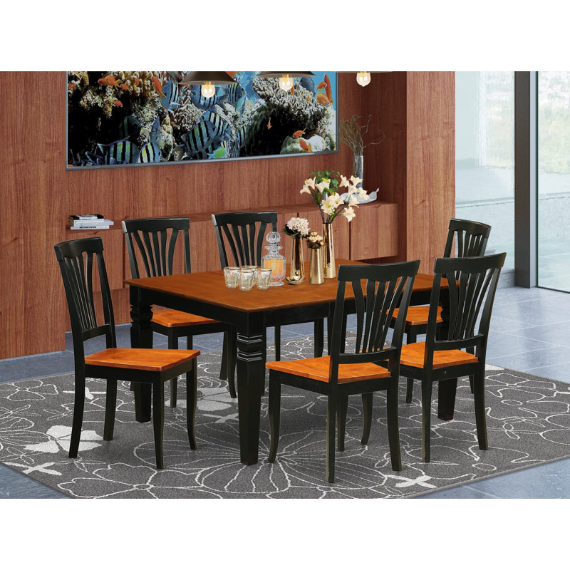 Ensemble de table de salle à manger 7 pièces 7 pièces Modernes, Noir