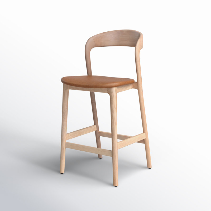 Kayla Leather Bar & Counter Stool, Counter Stool (26.5" Seat Height), Sonoma Butterscotch Genuine Leather/Natural