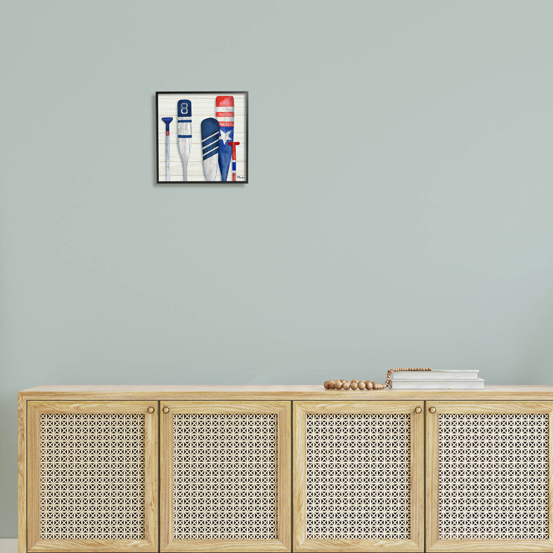 Port Oars Rustic Americana Patterns par Paul Brent - Peinture sur bois, Giclée encadrée noir minuit