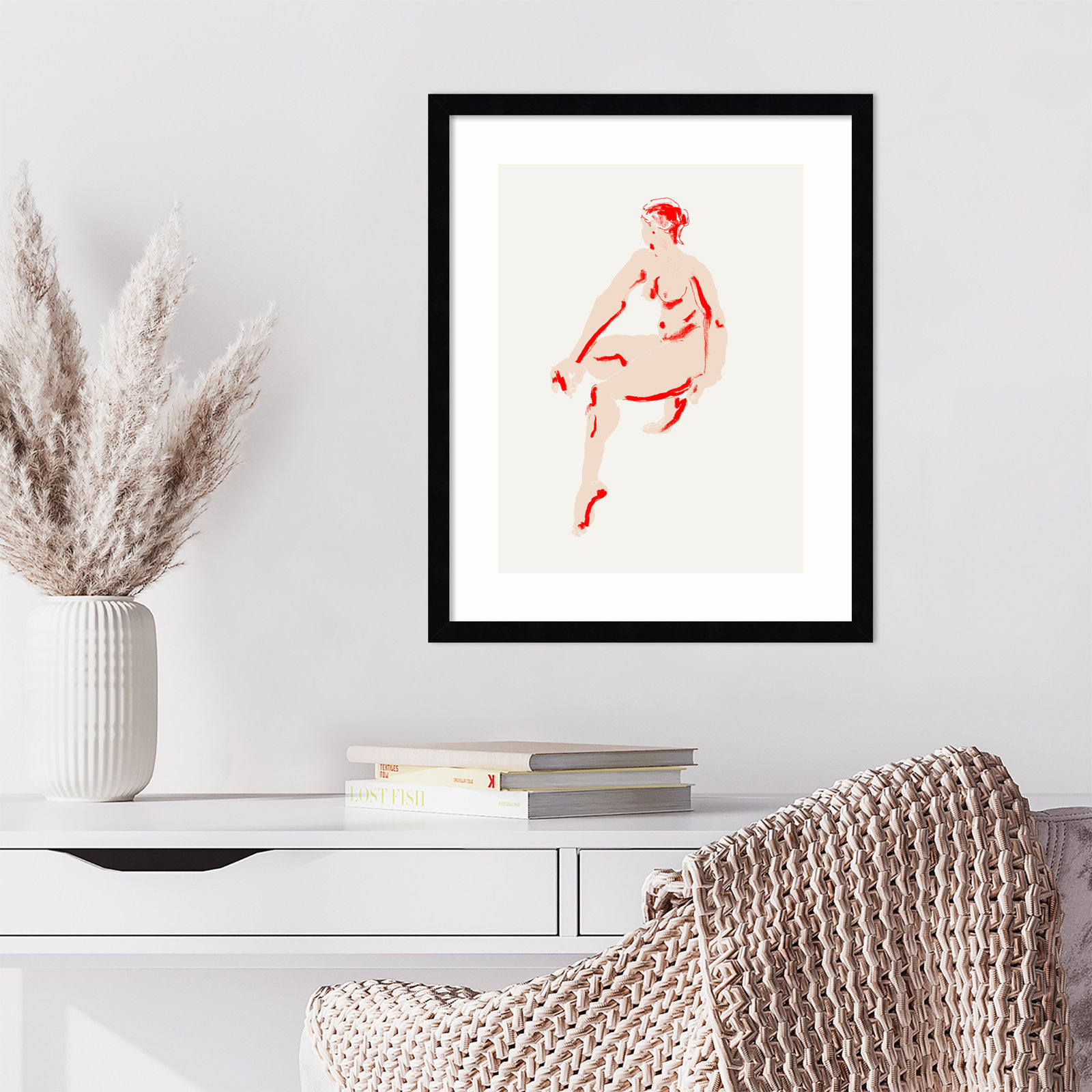 Naked Woman by Francesco Gulina Wood Framed Wall Art Print, 21" H x 17" W, Black