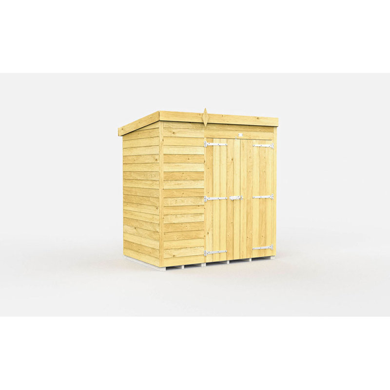 7ft x 4ft Pent Shed - Double Door without Windows