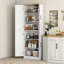 Unité de rangement de cuisine, autoportante 67 po avec 4 portes et tablettes réglables, blanc pour garde-manger pratique, plus d'espace