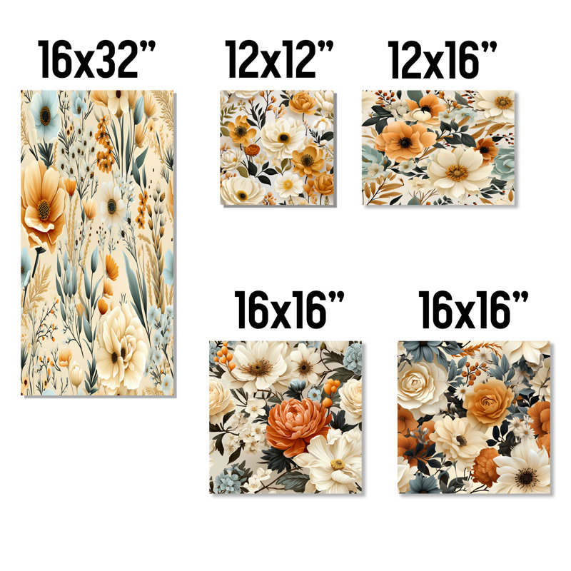 Eulalie - Vintage Wall Art Prints Set Of 5, Wrapped Canvas
