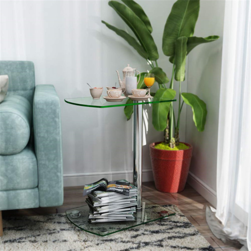 Fletching Glass Top Floor Shelf End Table