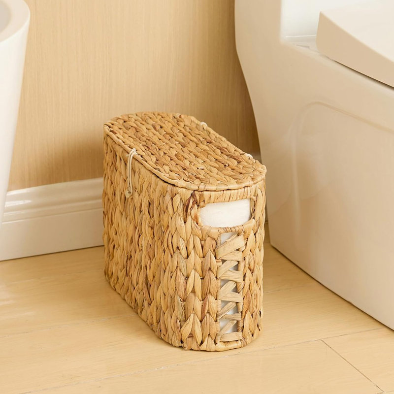 Panier de papier hygiénique avec couvercle - Organisateur de salle de bain autoportant pour jusqu'à 6 méga rouleaux