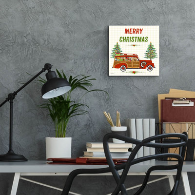 «Christmas Cheer B» par Jean Plout, art mural en verre acrylique, 12 po x 12 po