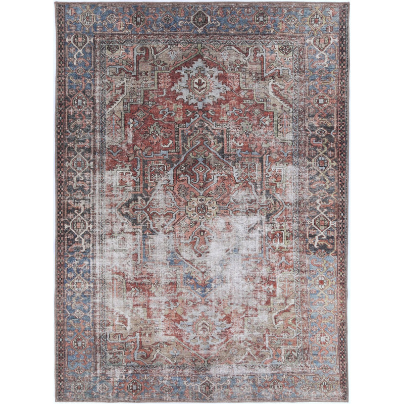 Machine Washable Area Rug in Rust, Rectangle 5'2'' x 7'6''