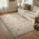 Watte Vintage Floral Border Area Rug, Non-Slip, Washable Beige for Living Room & Bedroom
