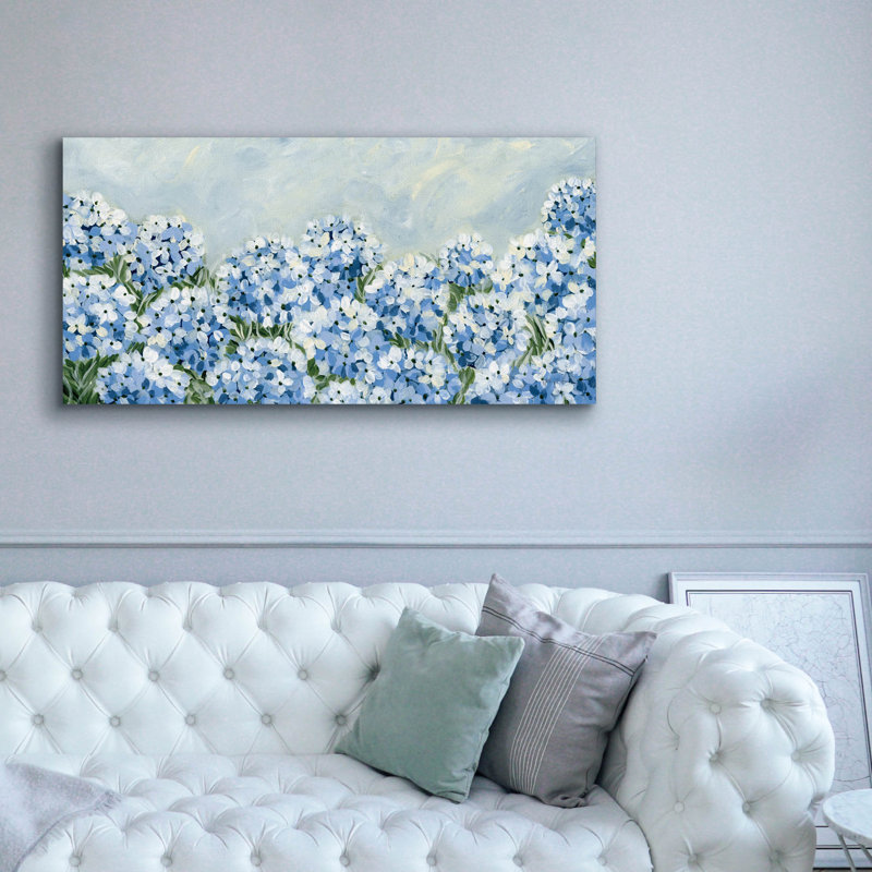 «Epang Graffiti», Hydrangea Meadow 1 »par Yvette St. Amant, art mural sur toile, H 30 po x l 60 po x P 1,5 po