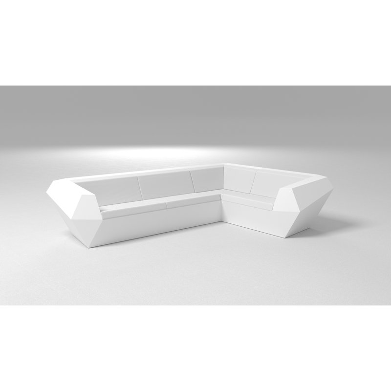 Faz 122.5" Wide 4-Seat Outdoor Reversible Patio Sectional with Cushions, White, White