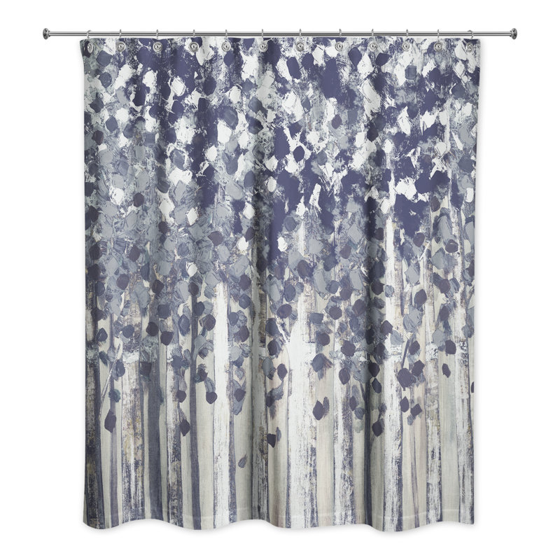 Derak Floral Shower Curtain, Navy
