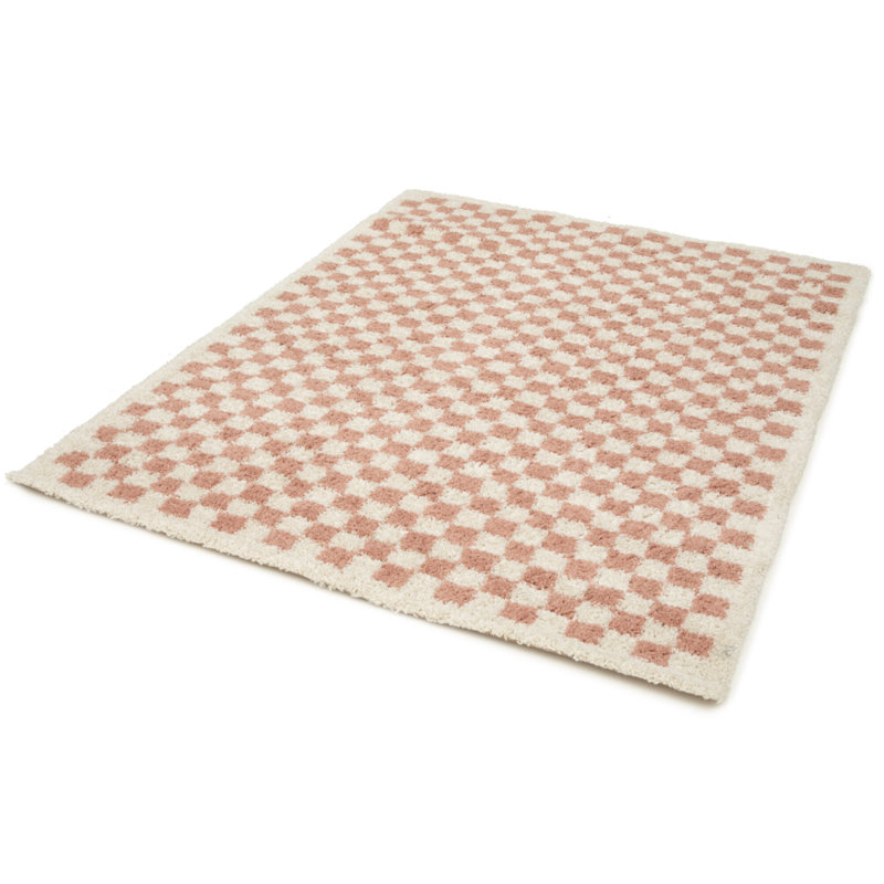 Neamiah Chequered Shag Area Rug, Rectangle 120 x 170cm