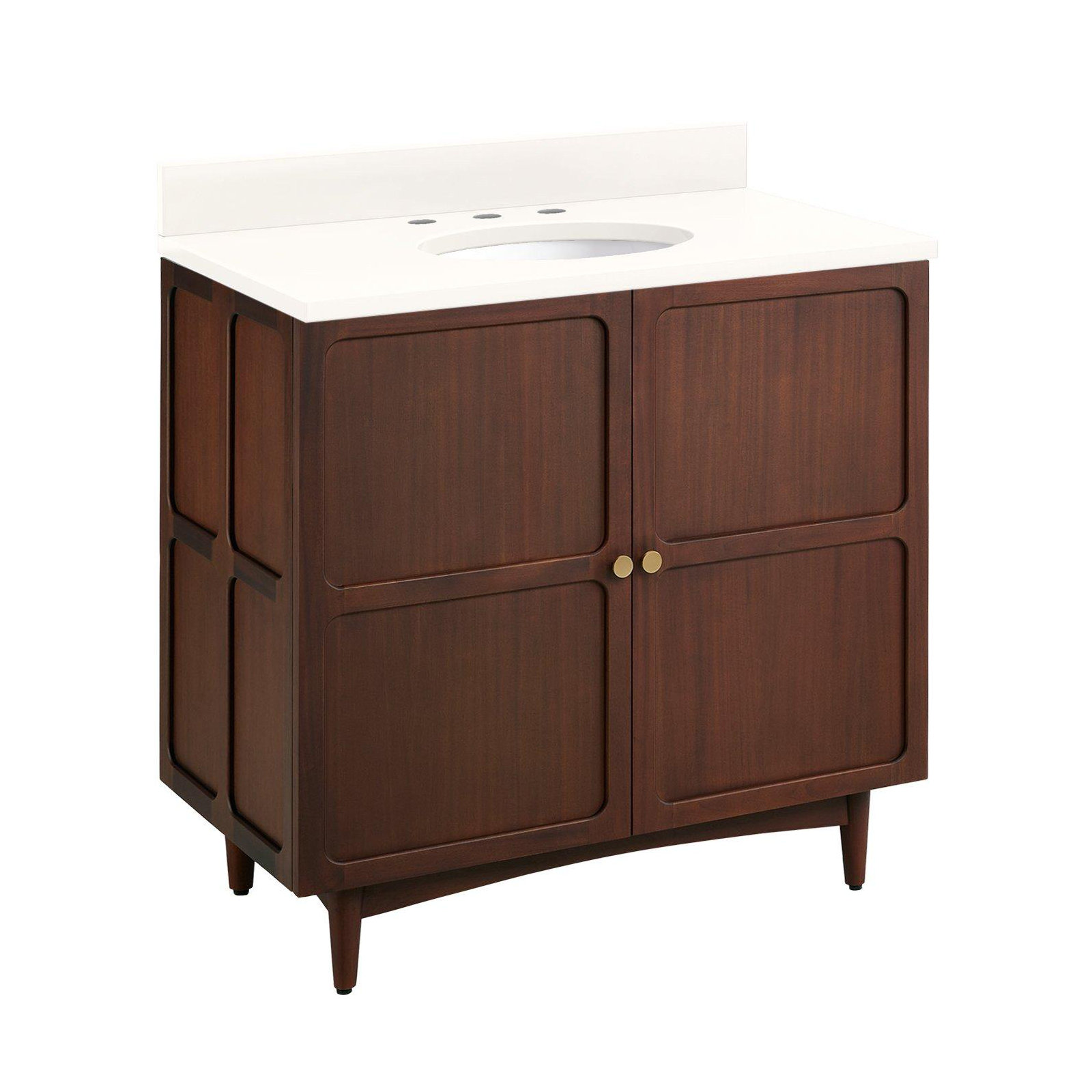 Delavan 30" Single Bathroom Vanity, Arctic White Quartz, 8" Widespread, Oval 