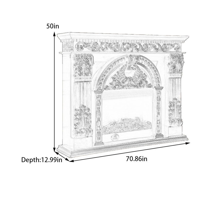 Foyer sculpté rétro moderne et simple, H 50 po x l 70,86 po x P 12,99 po, Brun