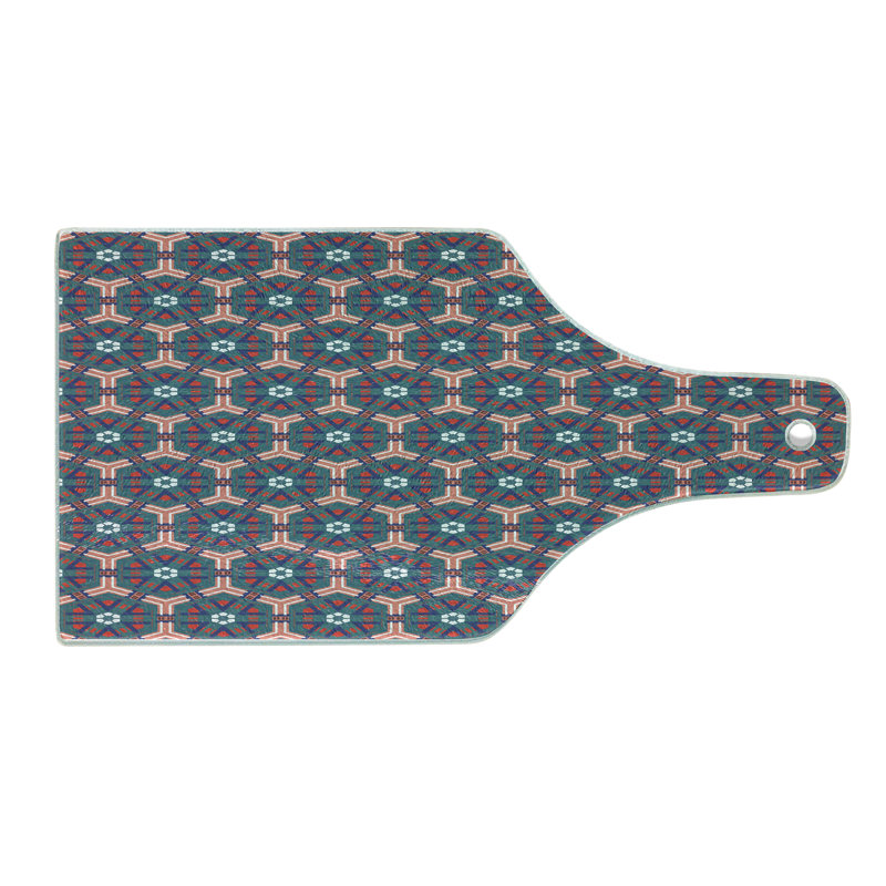 Ambesonne Traditional Tempered Glass Cutting Board Hexagonal Tiles Multicolor