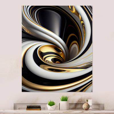 Gold Black And White Stained Glass I - Modern Canvas Wall Art