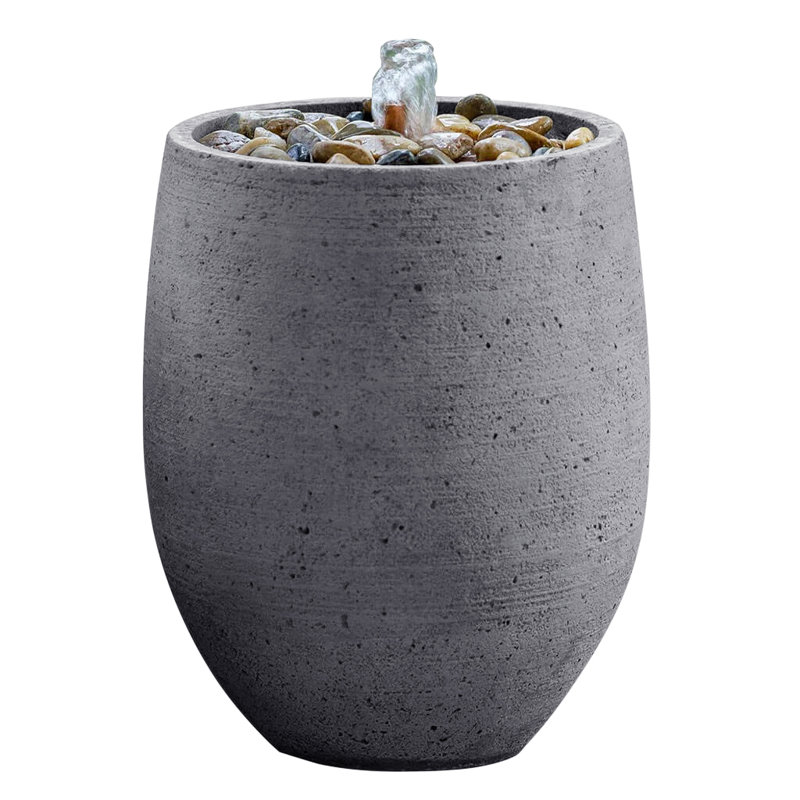 Fontaine en béton Yayla, H 16 po x l 12,25 po x P 12,25 po, Plomb antique