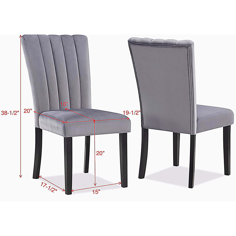 Chaises de salle à manger rembourrées en velours avec dossier capitonné en bois, ensemble de 2