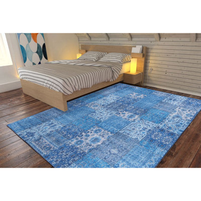 Luxurious Machine Washable Area Rug, 4.9 x 7.5 Feet, 100% Polyester, 1850 g/m², Pile Height: 0.2 inches | Eco-Friendly Recycled Poly Cotton Backing | Perfect for Living Room & Bedroom, Soft and Durable Design