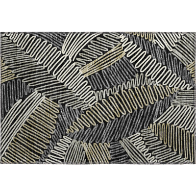 Premium Machine Washable Prisco Black Rug