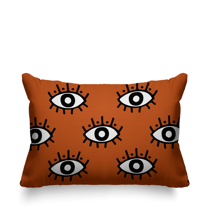 Coussin intérieur / extérieur Ankara Evil Eye, Orange