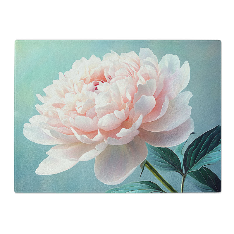 Peony Flower Graphic  Glass Chopping Board