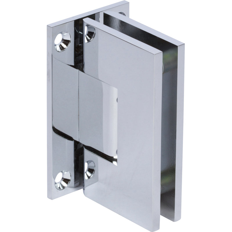 Heavy Duty Square Corner Shower Hinge, Full Back Plate, Polished Chrome