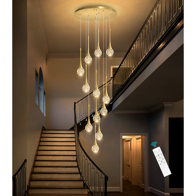  12 Lights Glam Chandelier Led Dimmable Pendant Light, Gold