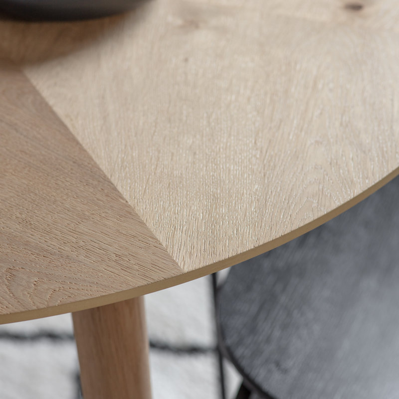 Evatt Oak Round Solid Wood Base Dining Table