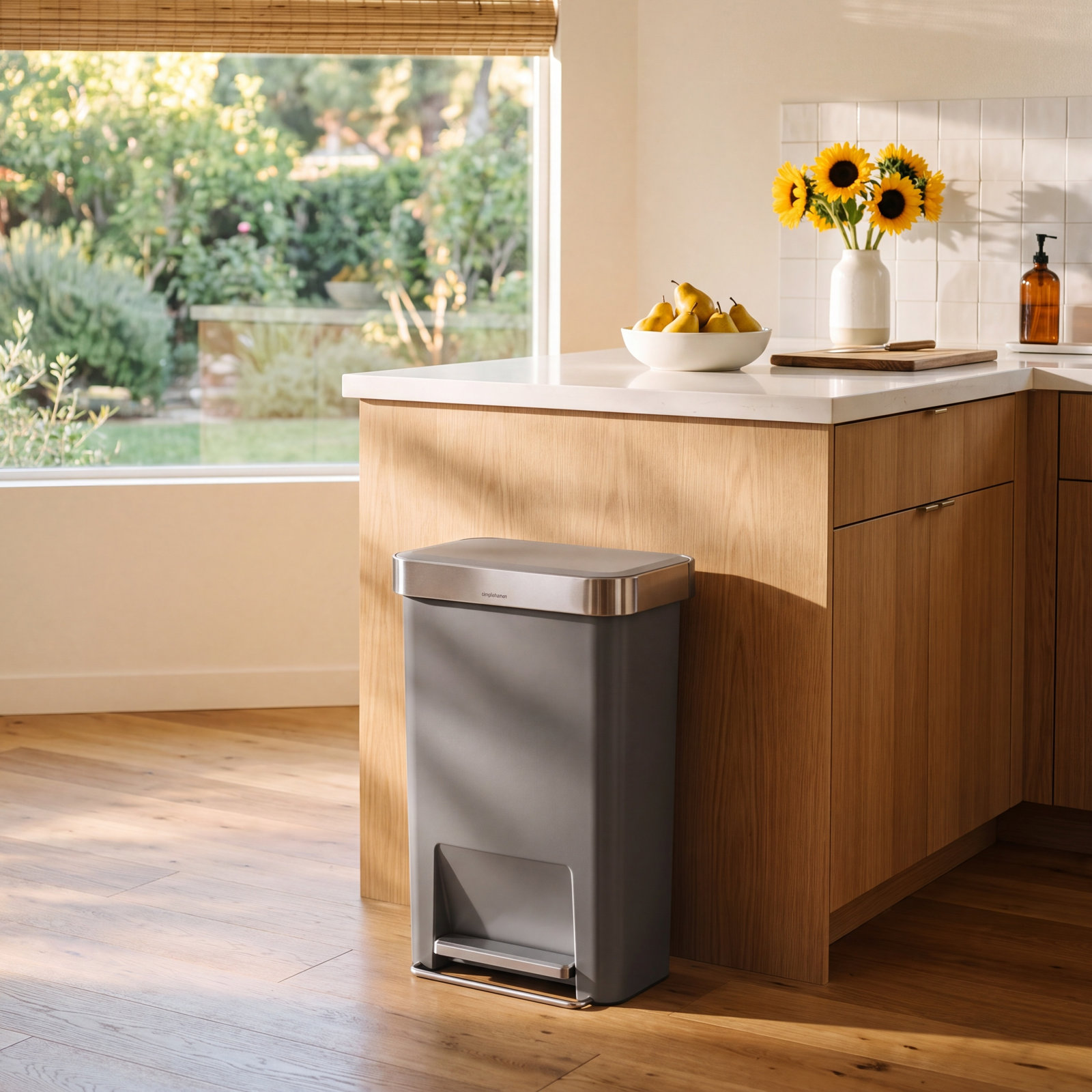 simplehuman 12gal Soft-Close Step-On Can, Gray