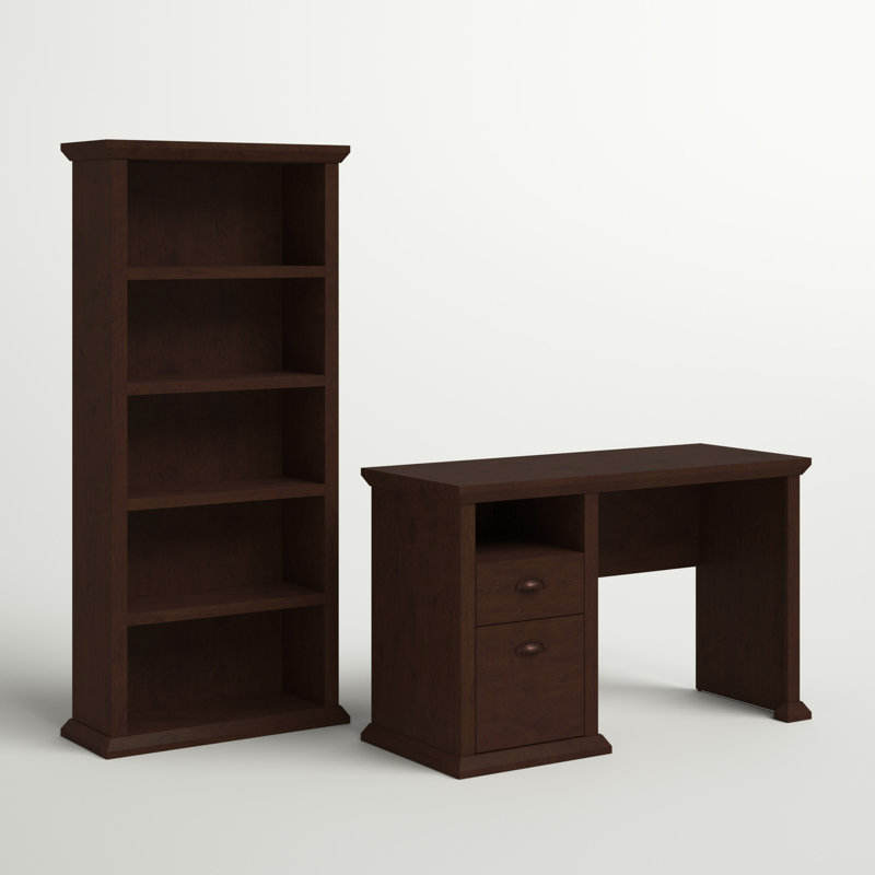Huckins 2 Piece Computer Desk Office Set, Antique Cherry