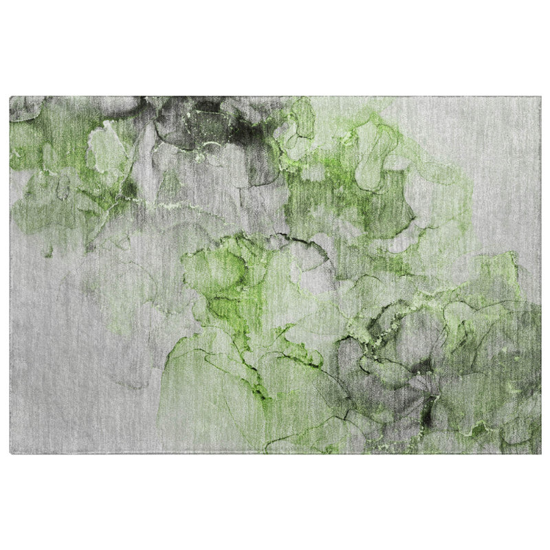 Tapis de qualité supérieure lavable à la machine Dream Shag ADS520 Watercolors, Vert, 2 pi 6 po x 3 pi 10 po