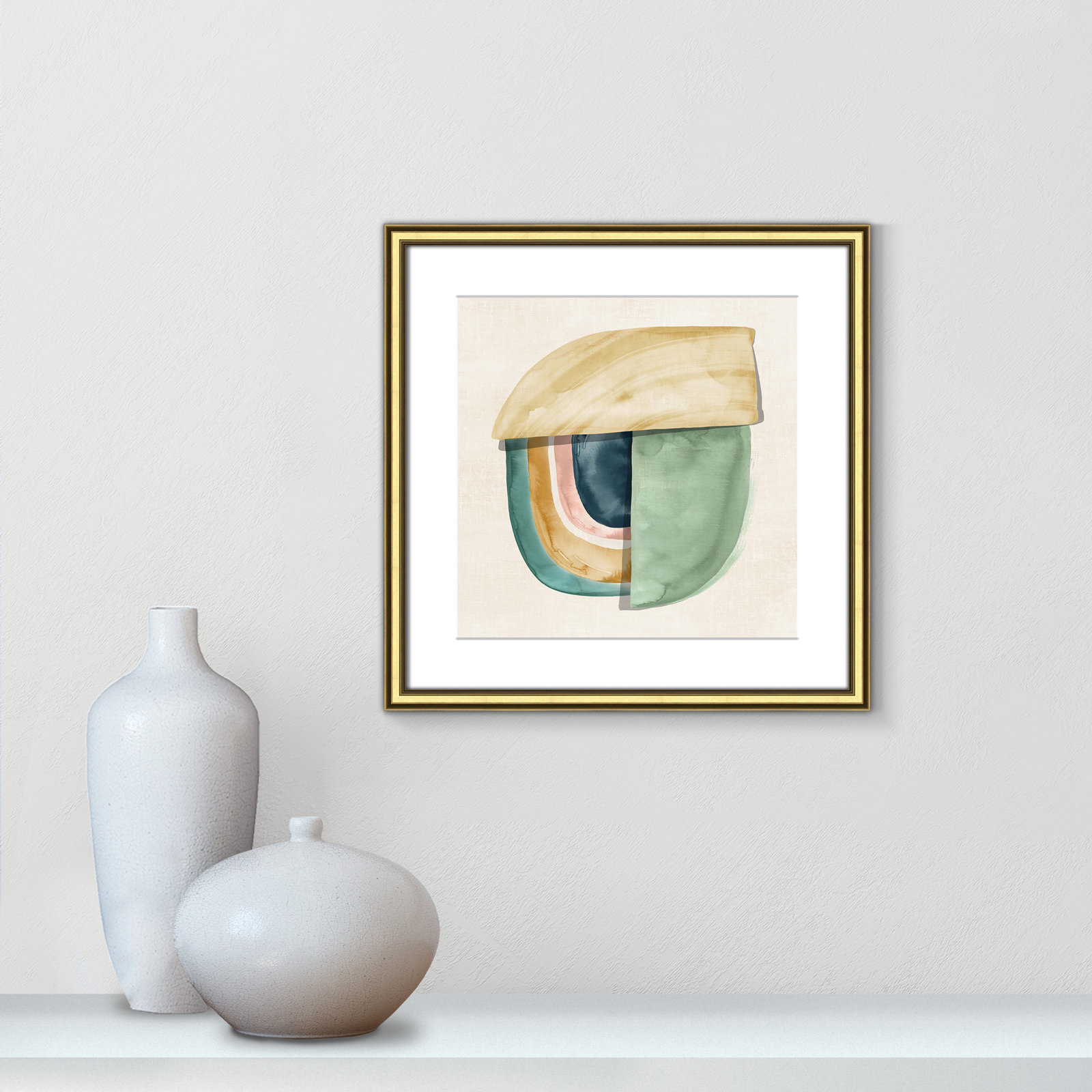 Shape Form II by Emma Peal - Picture Frame Print, Gold, 18.25" H x 18.25" W x 0.875" D
